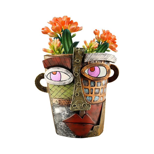Abstract Face Planter Pot Unique Head Planter Indoor Outdoor Decor
