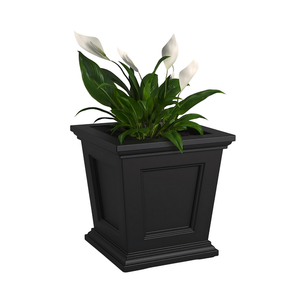 Black Square Planter Self Watering Outdoor Weather Resistant Flower Pot