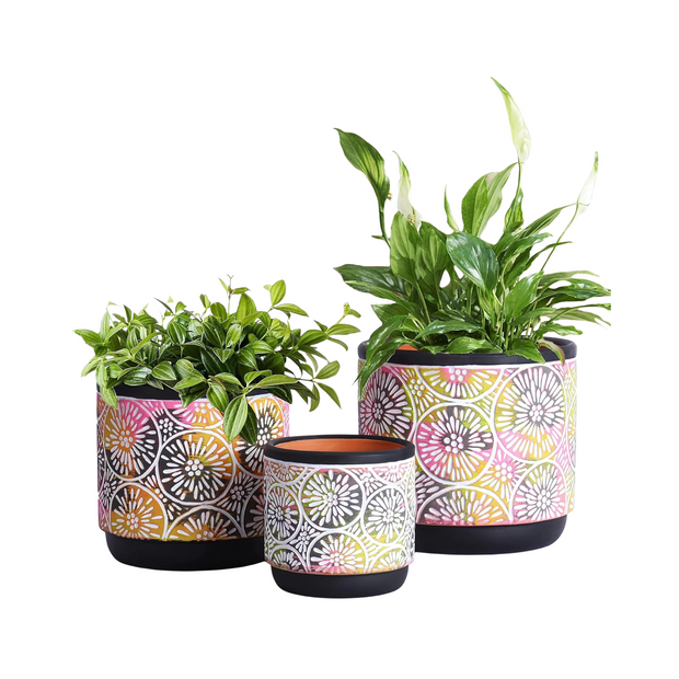 Ceramic Decorative Plant Pots Set with Drainage for Indoor Plants
