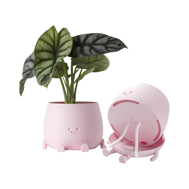 Plastic Face Planter Indoor Outdoor Self Watering Pot with Drainage