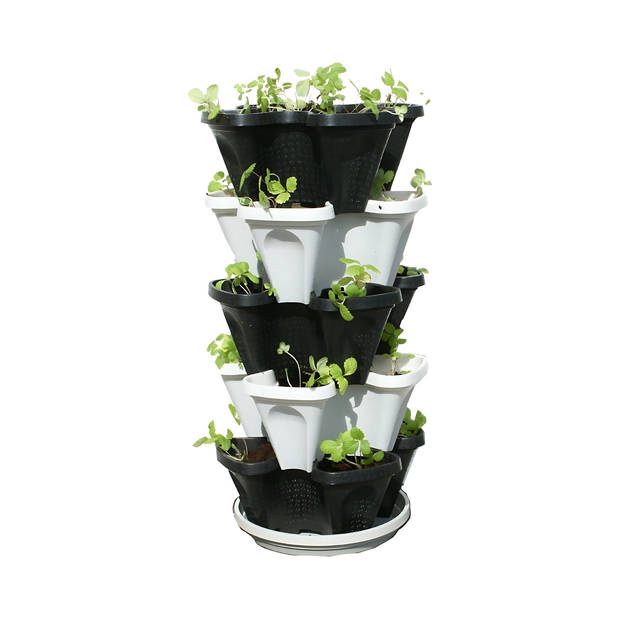 Stackable Vertical Planter Plastic Garden Pots for Indoor Outdoor Growing